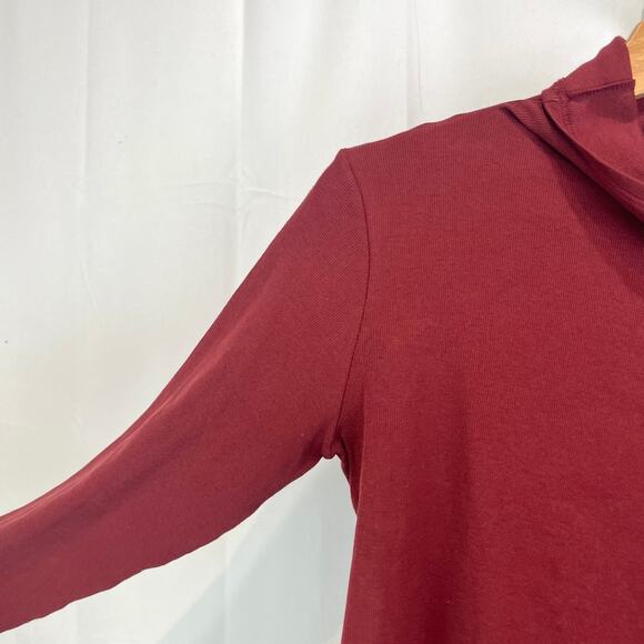 MM. LAFLEUR Axam Turtleneck Top Long Sleeve Stretch Pima Cotton Knit Wine Red L - Picture 5 of 9